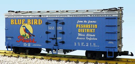 USA Trains 16320 G Blue Bird Pears American Series - Woodsided Refrigerator Car