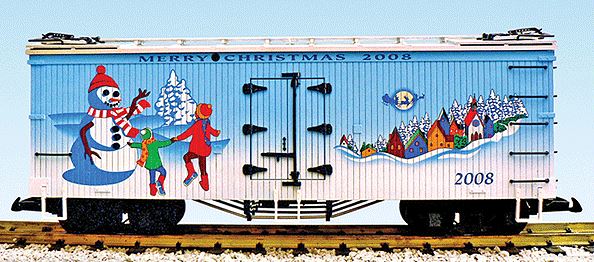 USA Trains 13026 G 2008 Christmas Reefer Car- Plastic Wheels