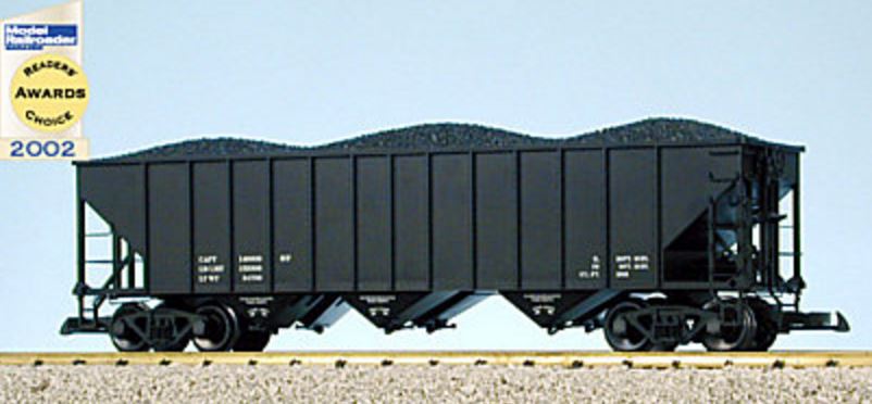 USA Trains 14000 G Undecorated 70-Ton 3-Bay Coal Hopper with Coal Load