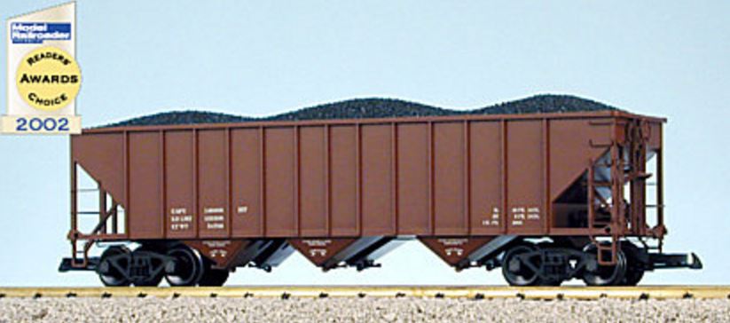 USA Trains 14001 G Undecorated 70-Ton 3-Bay Coal Hopper with Coal Load