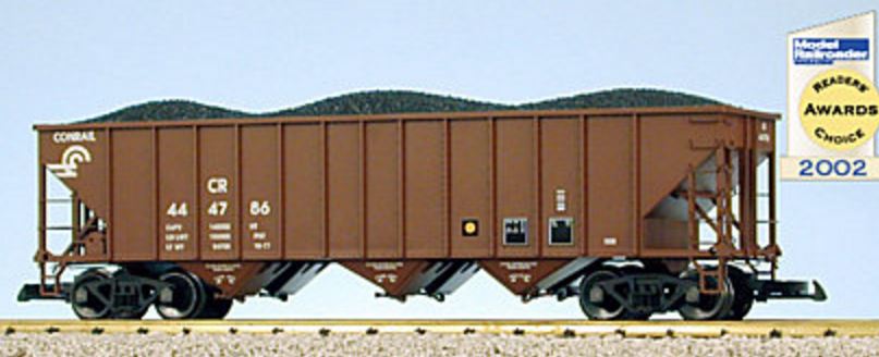 USA Trains 14008 G Conrail 70-Ton 3-Bay Coal Hopper w Coal Load (Metal Wheels)