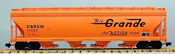 USA Trains R14106 G DRGW 4 Bay Center Flow Hopper with Metal Wheels #15523