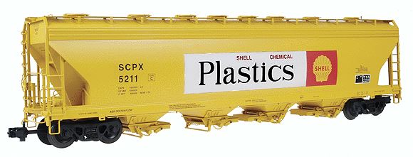 USA Trains 14117 Shell 4-Bay Center Flow Hopper #5211 - Metal Wheels
