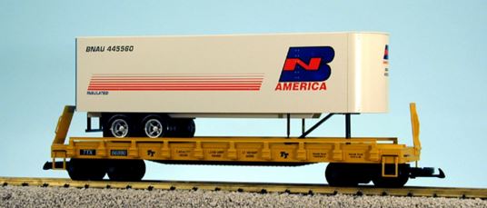 USA Trains 17018 G Burlington Northern Piggyback Flatcar with Trailer