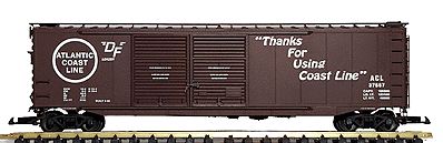 USA Trains 193112 G Atlantic Coast Line 50' Steel Box Car - Metal Wheels
