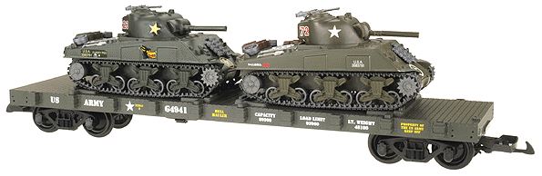 USA Trains R1740 G U.S. Army Flat Car with Tanks #G4941