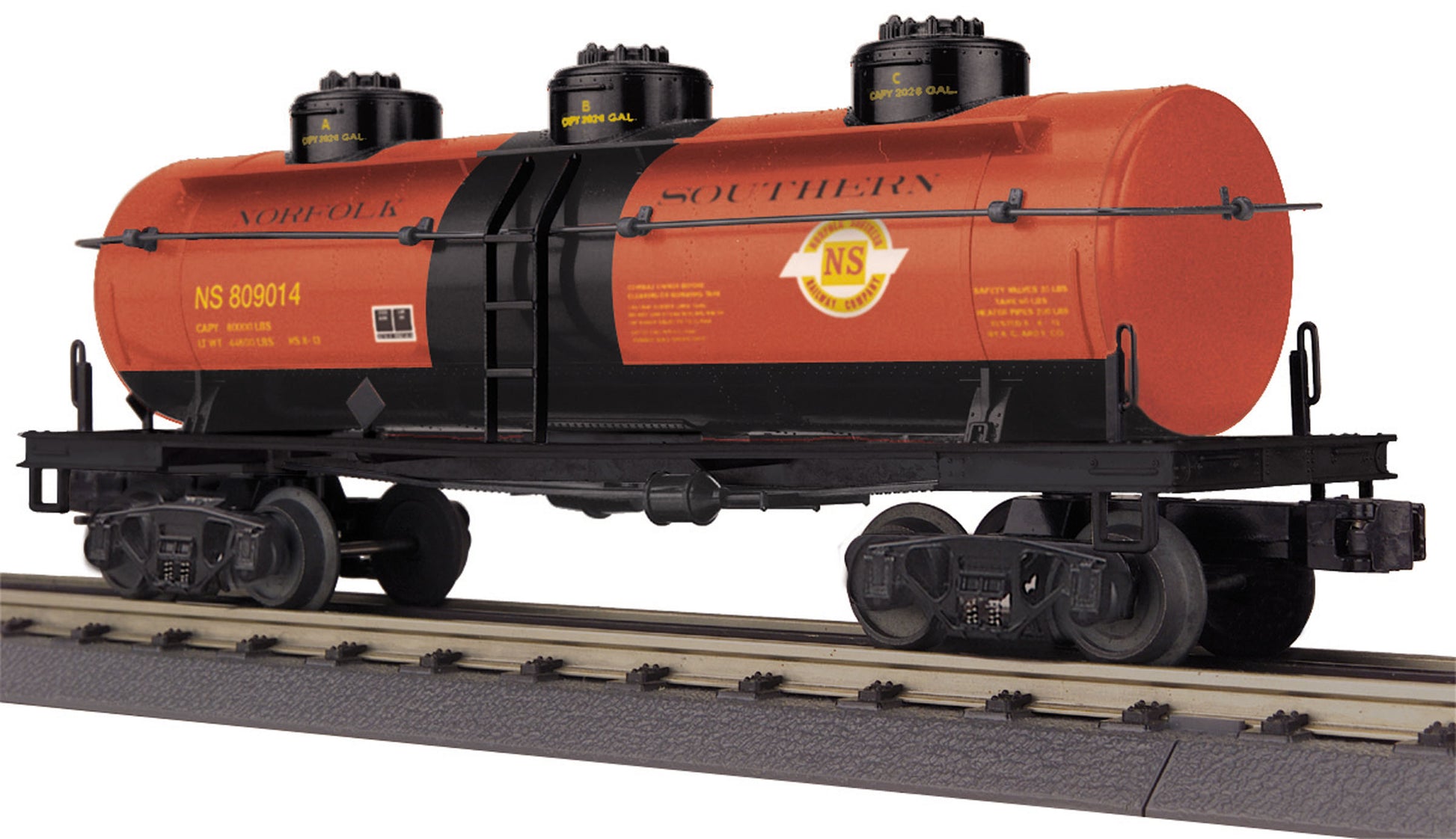 MTH 30-73437 O Norfolk Southern 3-Dome Tank Car #809014