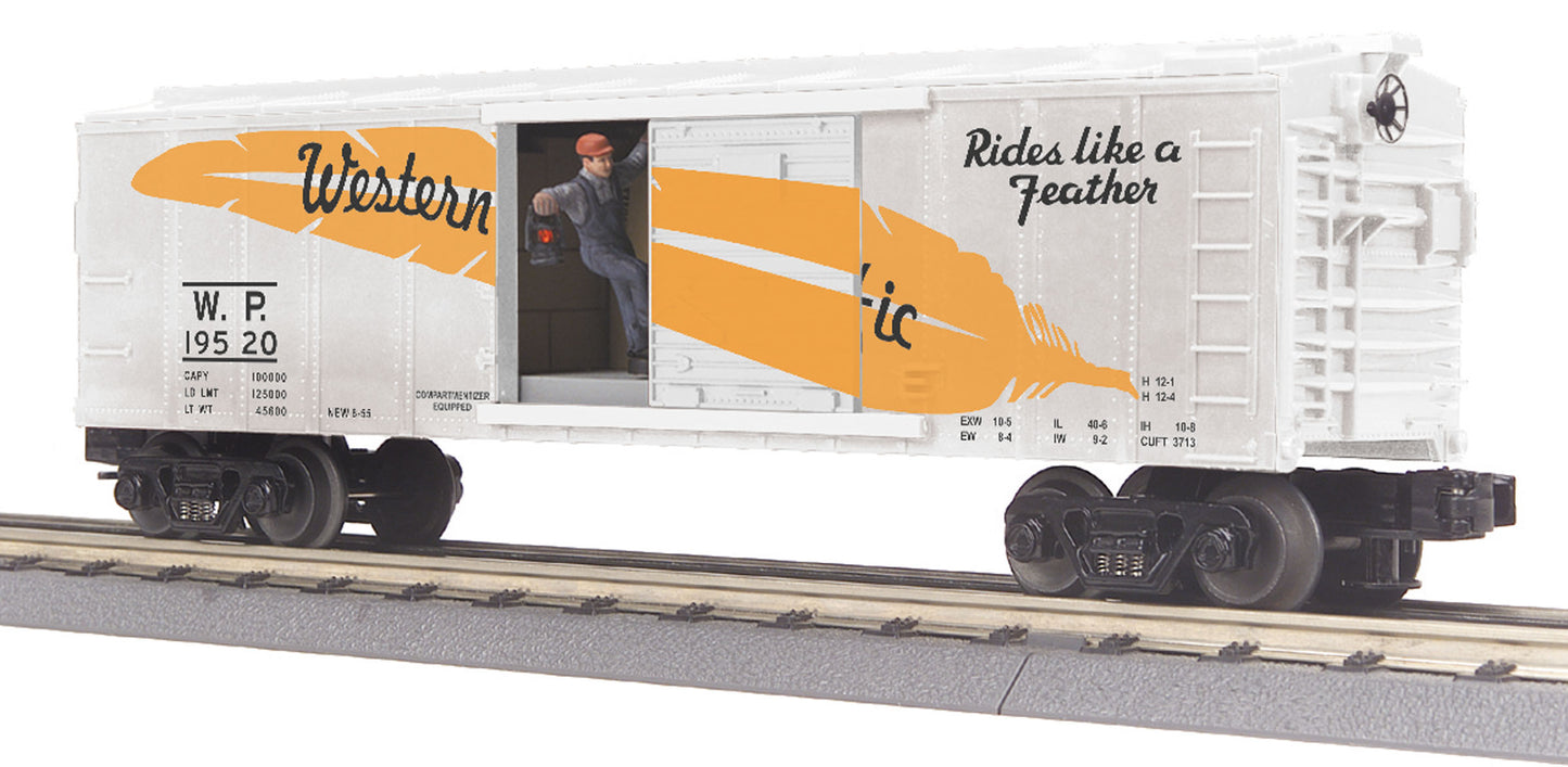 MTH 30-79474 O Western Pacific Operating Boxcar with Signal Man #19520