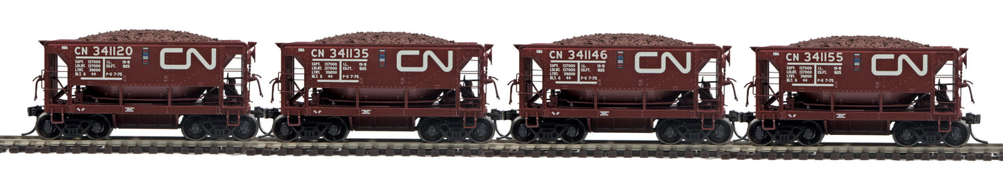 MTH 80-9008-6 HO Canadian National 70-Ton CD Ore Car w/ Load #3 (Set of 4)