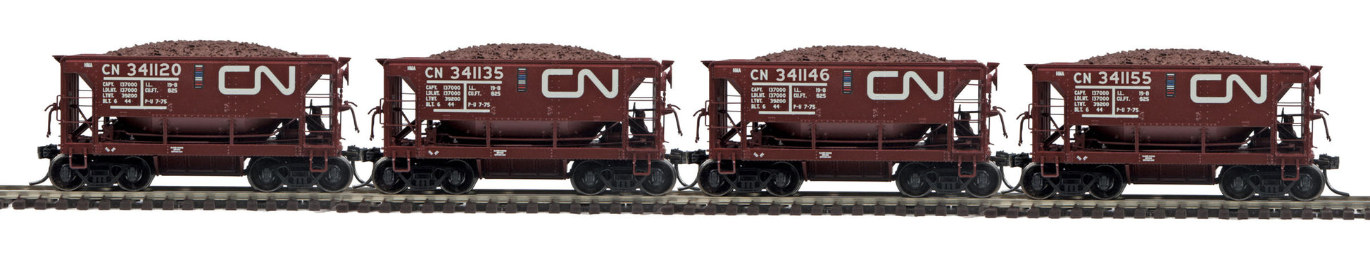 MTH 80-9008-6 HO Canadian National 70-Ton CD Ore Car w/ Load #3 (Set of 4)