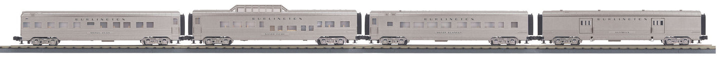 MTH 30-67875 O Burlington 60' Streamlined Passenger Car Set (Set of 4)