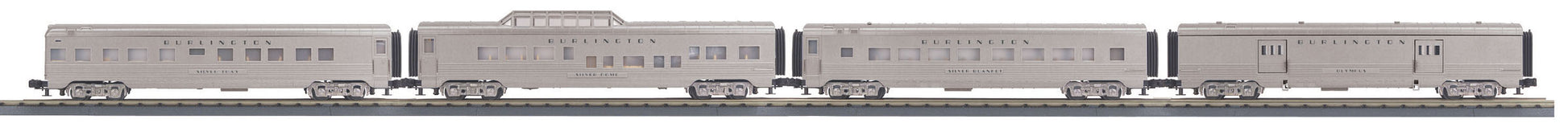 MTH 30-67875 O Burlington 60' Streamlined Passenger Car Set (Set of 4)