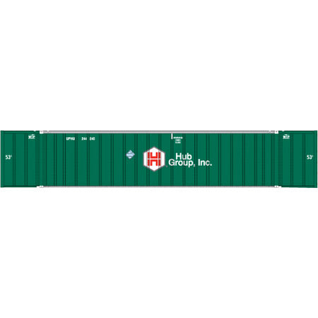 Athearn 26573 HO Hub Group 53' Chassis with Green Container (Set of 3)