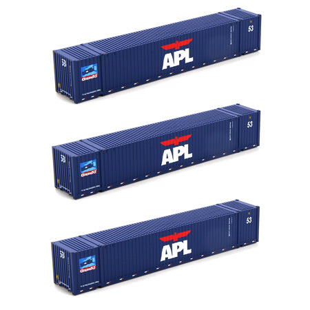 Athearn 26581 HO APL/Ocean 53' Jindo Container Ready-To-Run #53 (Pack of 3)