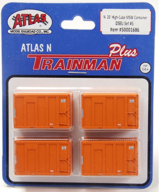 Atlas 50001686 N 20' High Cube MSW Trash Container 4-pack Set #5 Orange