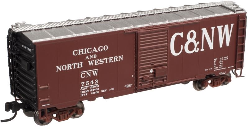 Atlas 50001937 N CNW PS-1 40' Boxcar with 6' Door & 12-Stiffener Roof #7543