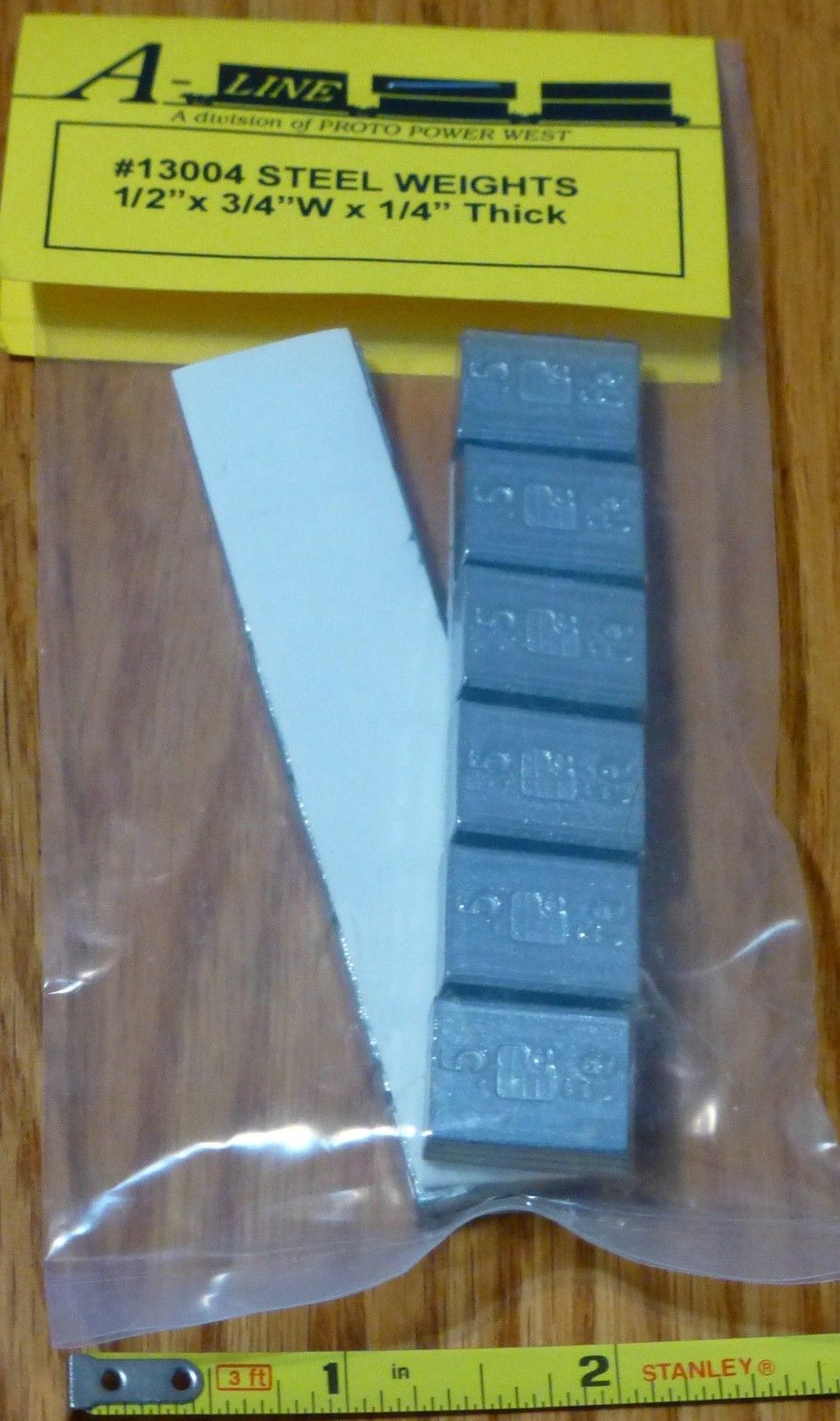 A-Line 13004 Flat Steel Freight Car Weight 1/2" x 3/4" x 1/4" 1.3 x 1.9 x .6 cm