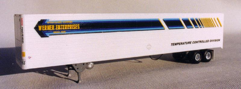 A-Line 50508 HO 53' Reefer Trailer With Silver Painted Details Werner Kit