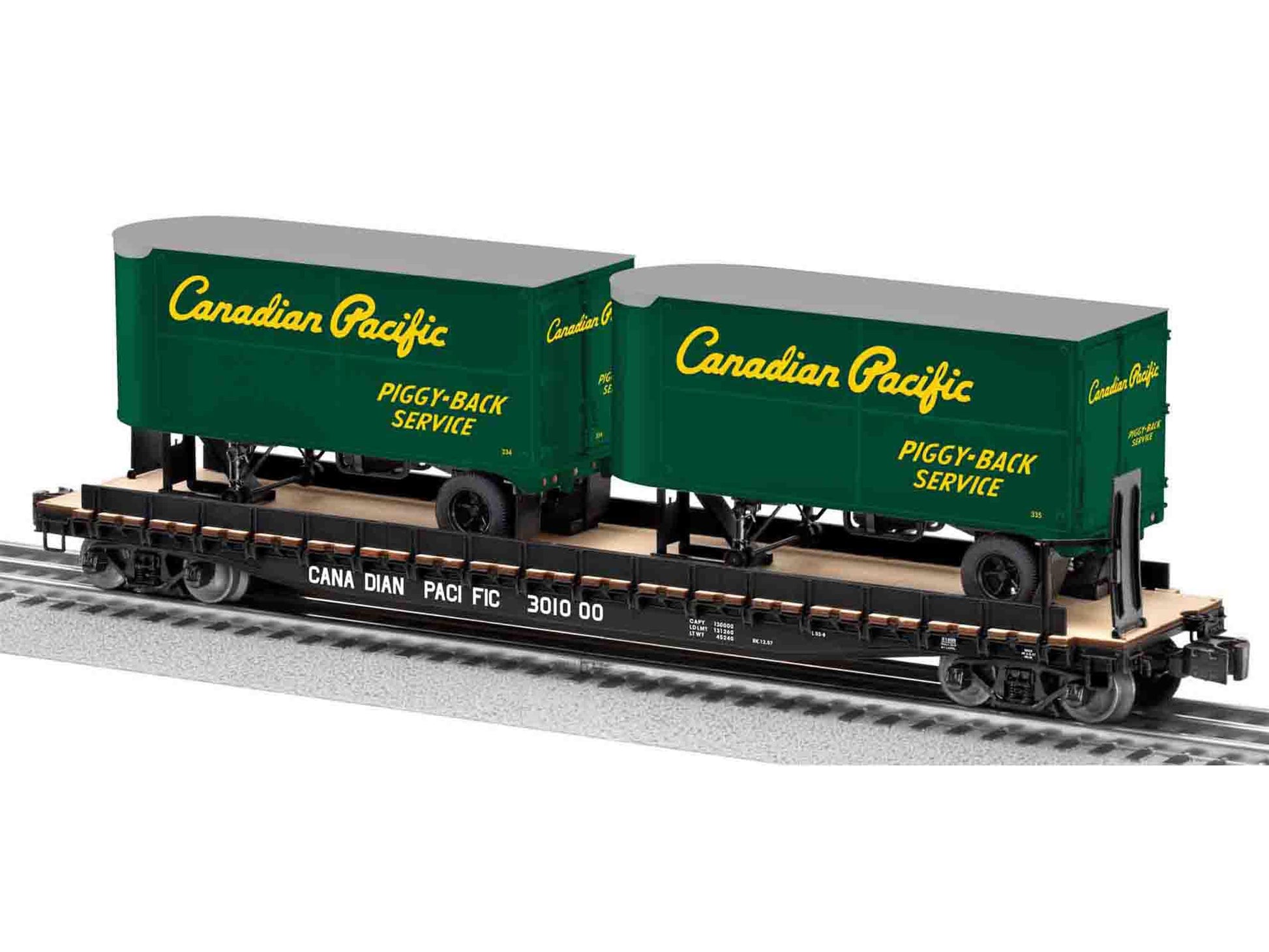 Lionel 6-81899 O Canadian Pacific PS-4 Flatcar w/2 Piggyback Trailers #301000