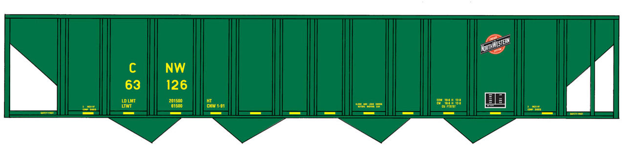 Walthers 910-1953 HO Chicago & North Western 50' 100-Ton 4-Bay Hopper #63126