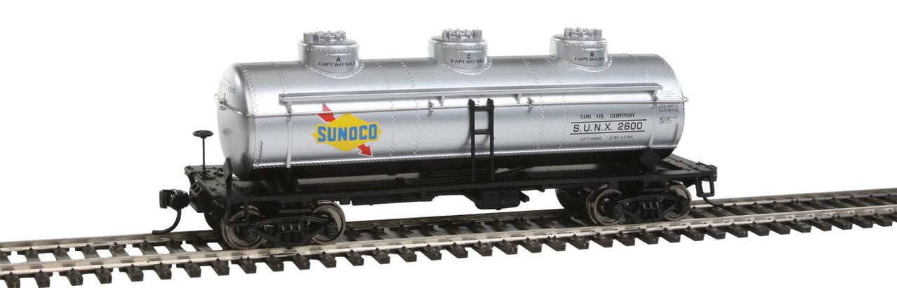Walthers 910-1109 HO Sunoco SUNX 36' 3-Dome Tank Car - Ready to Run #2600