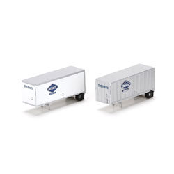 Athearn 10823 N Overnite 28' Trailer with Dolly (Set of 2)