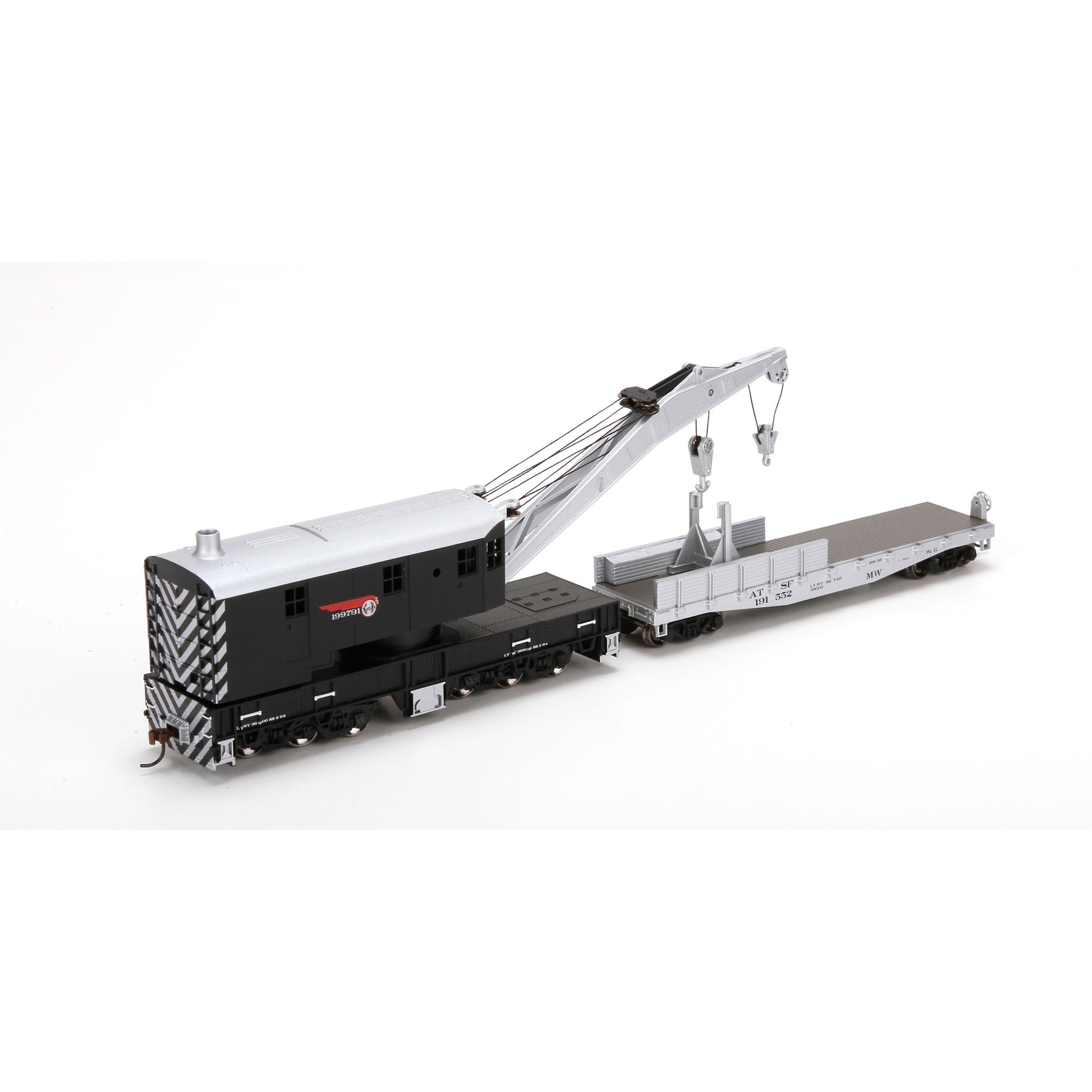 Athearn 7531 HO Santa Fe 250-Ton Crane with Tender #199791/#206889