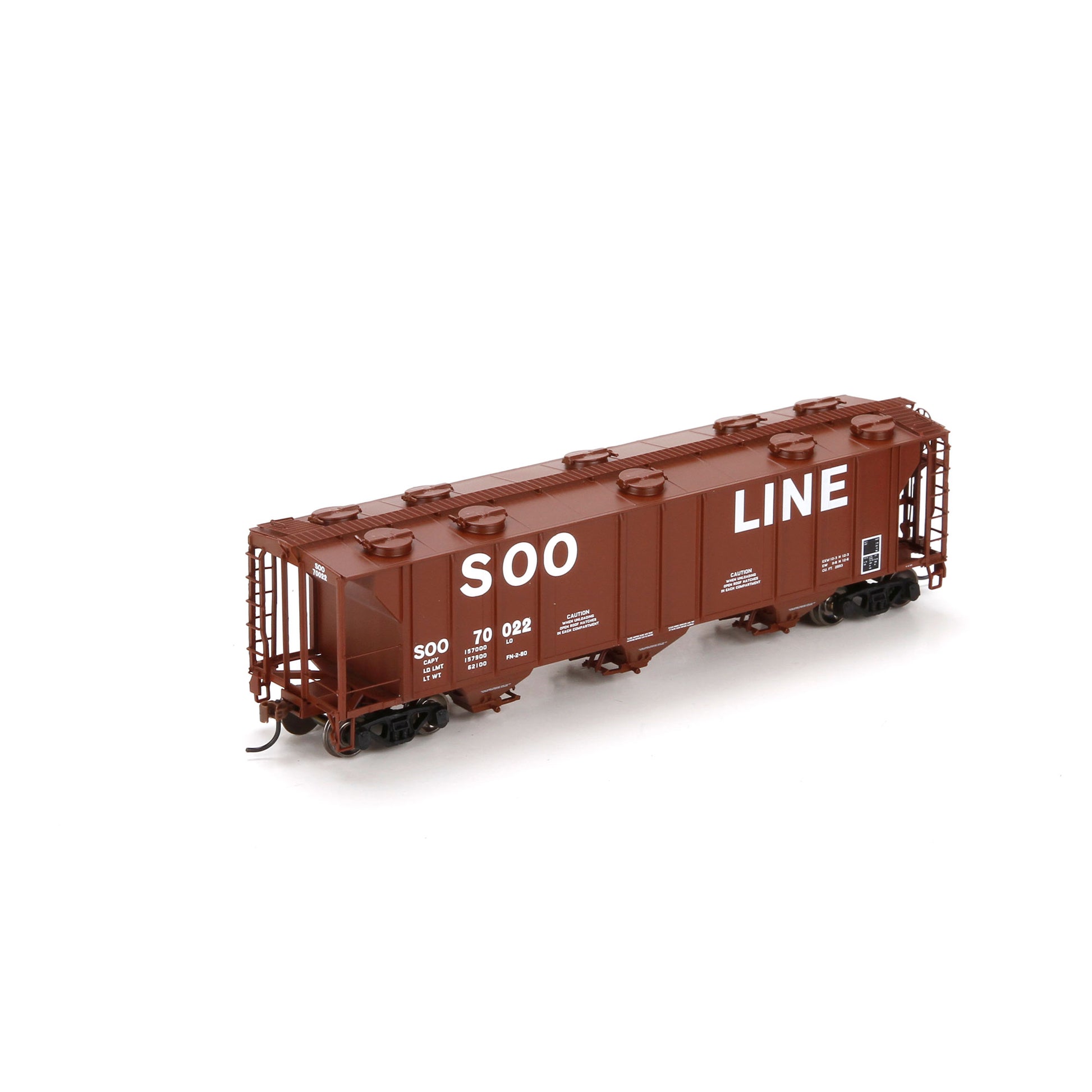 Athearn 89087 HO SOO Line PS-2 2893 3-Bay Covered Hopper #70022