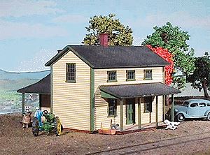 American Model Builders 128 Laser Art Two-Story Section House 2x3" HO Scale Kit