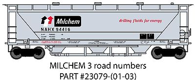 Trainworx Inc 23079-03 N Milchem NAHX North American Car Covered Hopper #94421
