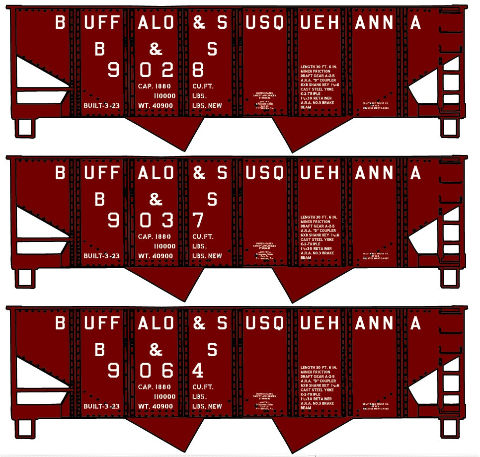 Accurail 24294 HO Buffalo & Susquehanna USRA Twin Hopper 3 Car Set