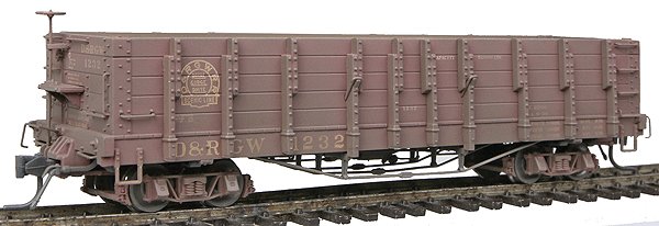 Blackstone Models 340413W HOn3 DRGW 1000 Ser. High Side Weathered Gondola #1232