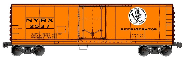 Accurail 8519 HO 40' Steel Plug Door Refrigerator Cars - New York Central #2537