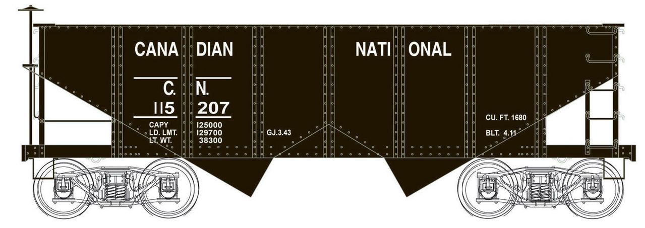 Bowser 41137 HO Canadian National PRR Class GLa 2-Bay Open Hopper #115207