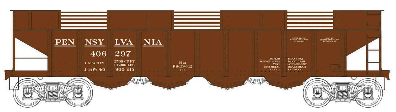 Bowser 41207 HO Pennsylvania Railroad H21a 4-Bay Hopper Executive Line #186324