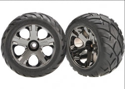 Traxxas 3777A Front All-Star Wheel Black Chrome, Anaconda Tire(2): Nitro