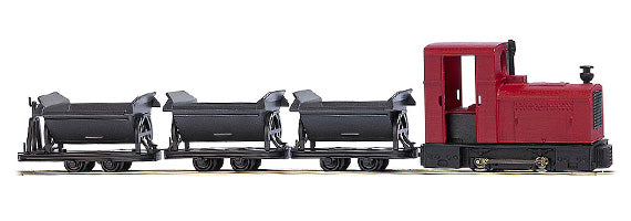 Busch 12010 HOn2 Deutz OMZ 122 F Loco, 3 Cars Side Dump Train Starter Set