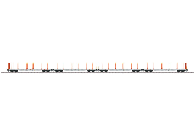 Marklin 47085 HO Hector Rail AB KLV Type Sgns Bulkhead Flatcar with 4 Log Bunks