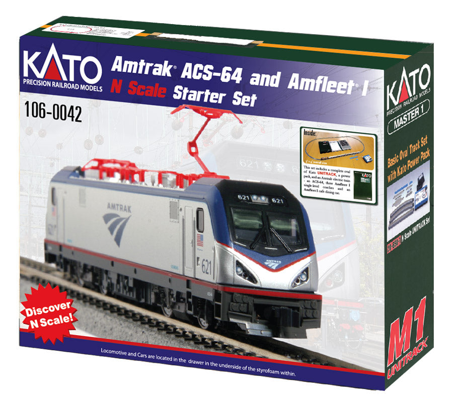 Kato 106-0042 Amtrak ACS-64 & Amfleet I N Gauge Electric Passenger Train Set