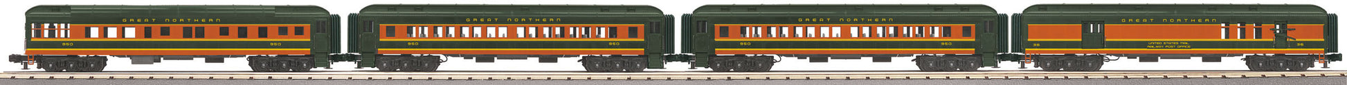 MTH 30-69212 O Great Northern RailKing 60' Madison Passenger Car Set (Set of 4)