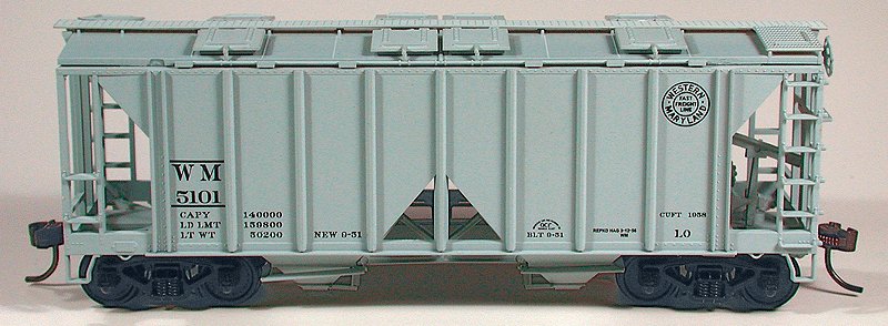 Bowser 56948 HO Western Maryland 70-Ton 2-Bay Open-Sdie Covered Hopper Kit #5128