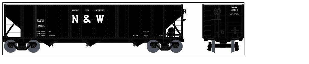 Bowser 41024 HO Norfolk & Western 100-Ton 3-Bay Hopper Executive Line #92000