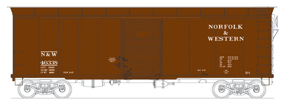 Bowser 41055 HO Norfolk & Western Class X31a Round-Roof Boxcar #46338
