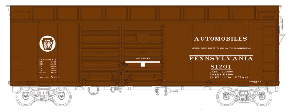 Bowser 41067 HO Pennsylvania Class X31a Turtle-Roof Double-Door Boxcar #81221