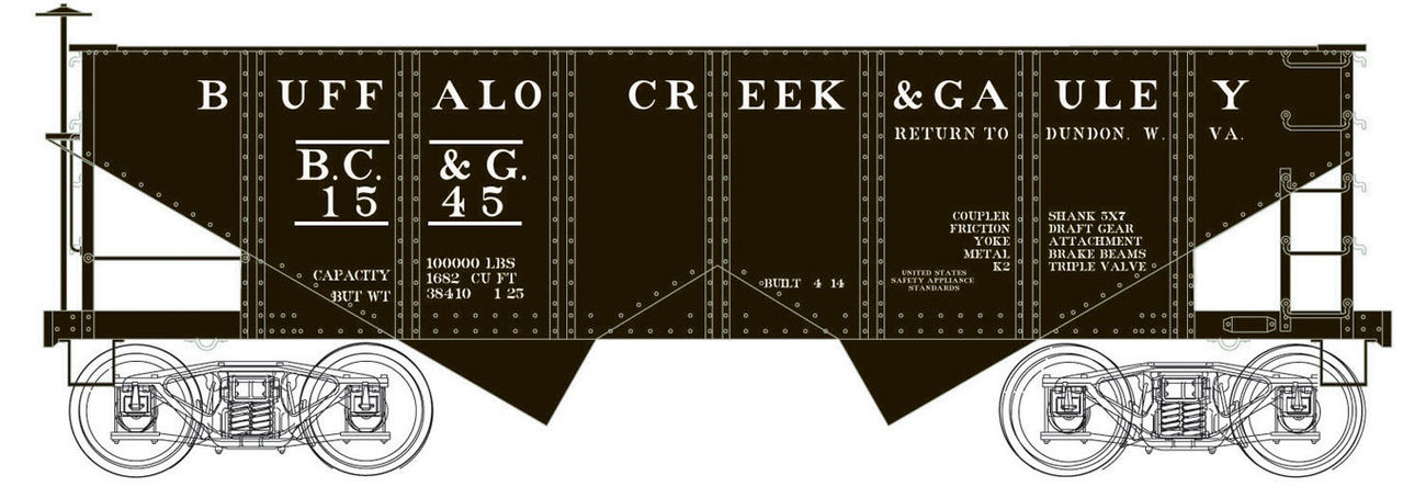 Bowser 41132 HO Buffalo Creek & Gauley PRR Class GLa 2-Bay Open Hopper #1550
