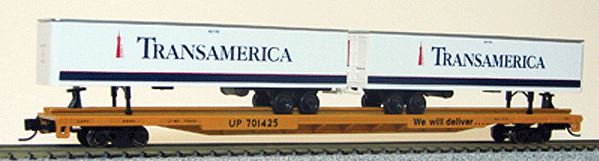 Con-Cor 14892 N Union Pacific 89' Flatcar with 2 Transamerica Trailers