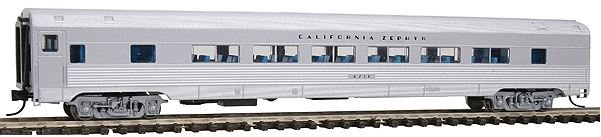 Con-Cor 41487 N California Zephyr Budd 85' Corrugated-Side Twin-Window Coach Car