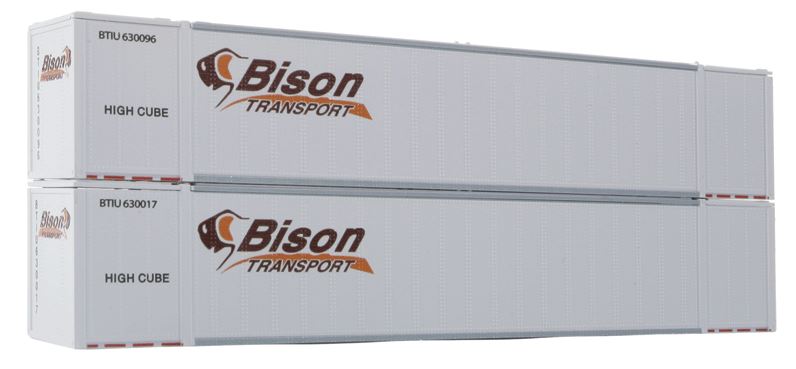 Con-Cor 488003 HO Bison Containers 53' Sheet/Post Rivet Side 2-Container Set #2