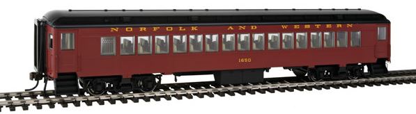 Con-Cor 95016 HO N&W Heavyweight 65' Branchline Coach Car with Lights #1650