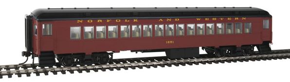Con-Cor 01-095017 HO N&W Heavyweight 65' Branchline Coach Car with Lights #1651